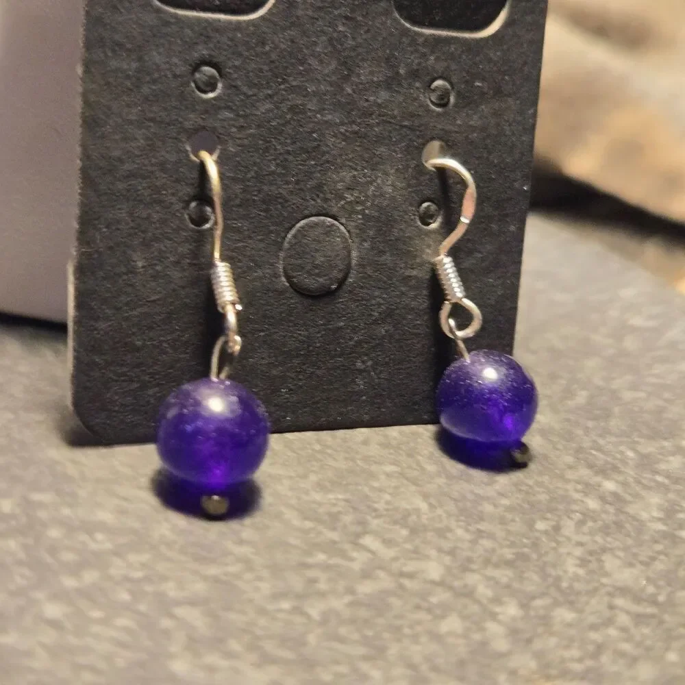 Purple Stone Sterling Silver Earrings